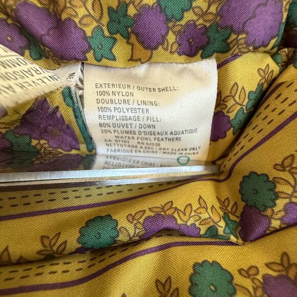 VTG 80s White Tiger Ski Jacket Womens sz XS Yellow Mustard Purple Down Winter - Picture 7 of 9